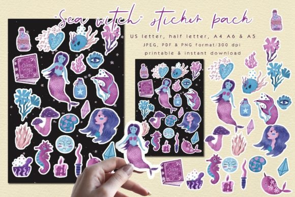Download Sea Witch Sticker Pack / Printable - Premium Resources