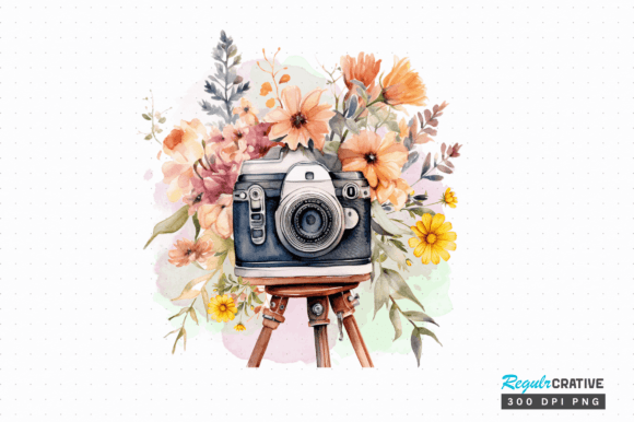 Download Camera with Flowers Clipart Sublimation - Clipart Collection