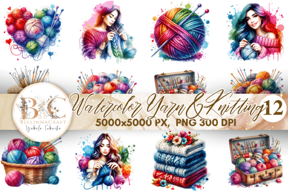 Download Watercolor Yarn and Knitting Clipart Set - Clipart Collection