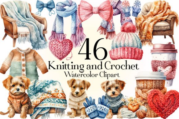 Download Knitting and Crochet Watercolor Clipart - Clipart Collection