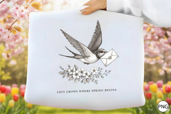 Download Vintage Bird with Letter Clipart - Clipart Collection