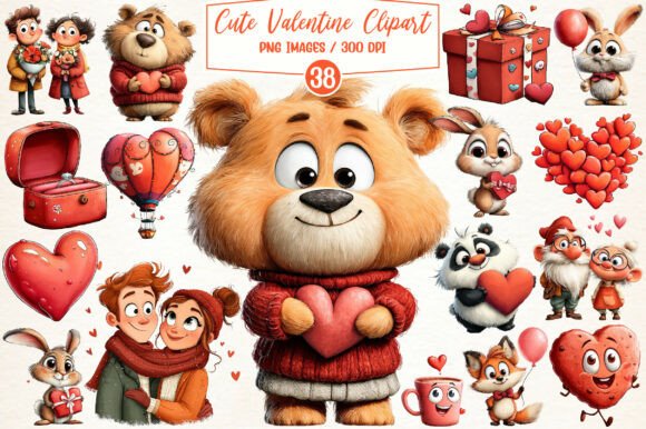 Download Watercolor Cute Valentine Clipart - Clipart Collection