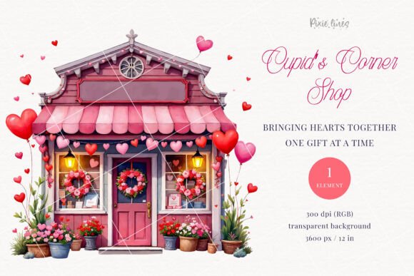 Download Vintage Valentine’s Cottage Shop Clipart - Clipart Collection