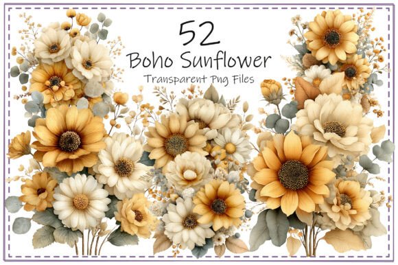 Download Boho Sunflower Clipart Bundle - Clipart Collection
