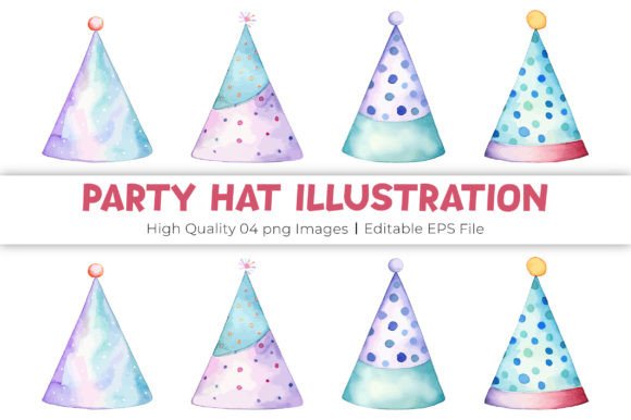 Download Watercolor Whimsical Party Hat Clipart - Clipart Collection