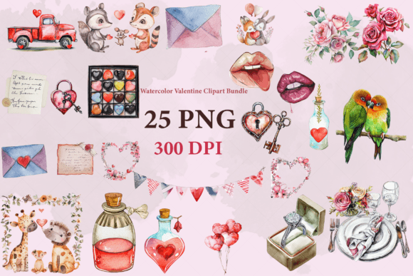 Download Valentine Clipart Watercolor Bundle - Clipart Collection