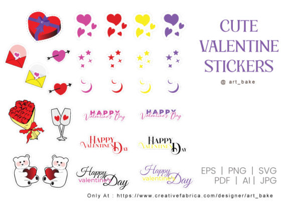Download Cute Valentine Clipart Sticker Set - Clipart Collection