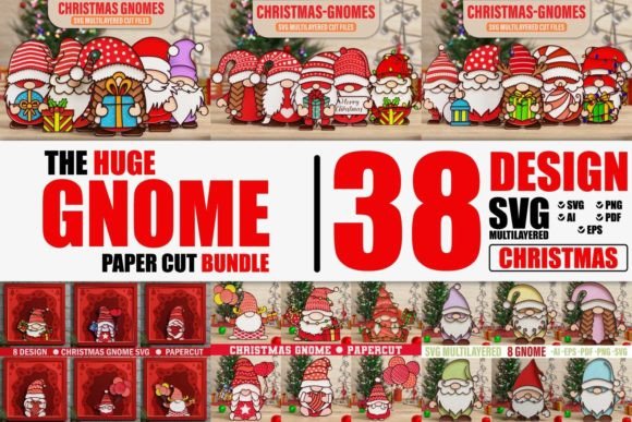Download Huge Christmas Gnome 3D SVG || BUNDLE || - Christmas Collection
