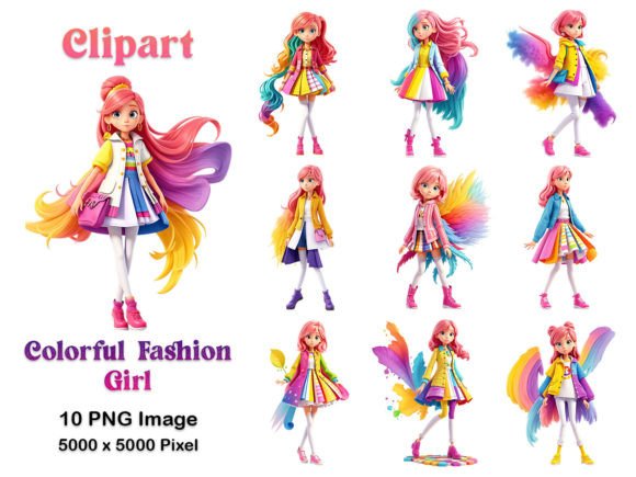 Download Colourful Fashion Girl Clipart - Clipart Collection