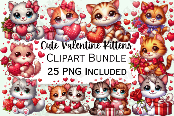 Download Cute Valentine's Day Kitten Clipart - Clipart Collection