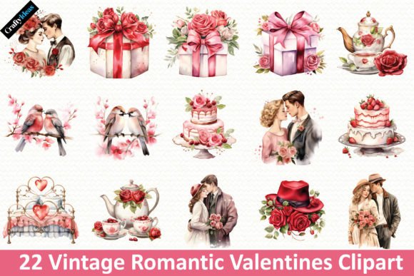 Download Vintage Romantic Valentines Clipart - Clipart Collection