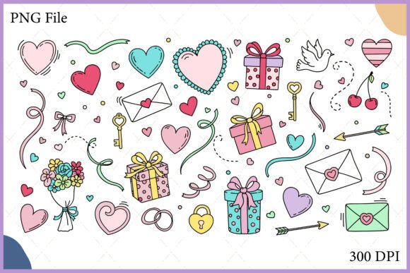 Download Cute Pastel Valentine Clipart Bundle - Clipart Collection