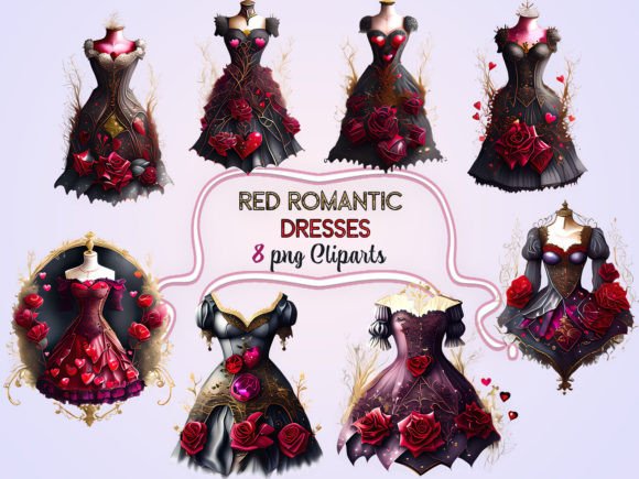 Download Red Romantic Dresses Sublimation Clipart - Clipart Collection