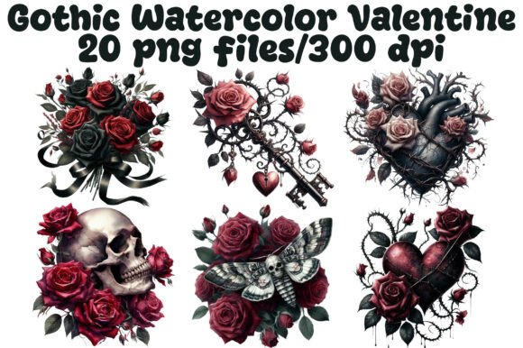 Download Gothic Watercolor Valentine Clipart - Clipart Collection