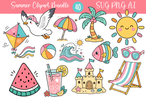 Download 40 Summer Clipart Bundle SVG PNG AI PDF - Clipart Collection