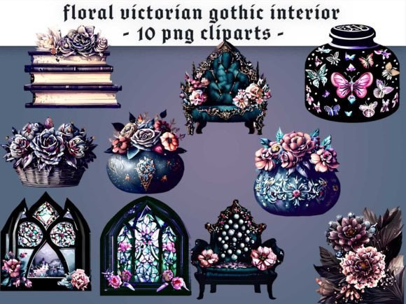 Download Floral Victorian Gothic Interior Clipart - Clipart Collection