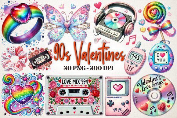 Download 90s Valentine's Day Sublimation Clipart - Clipart Collection
