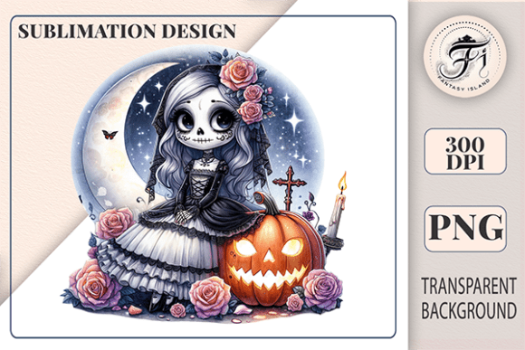 Download Cute Gothic Sugar Skull Girl Clipart PNG - Clipart Collection