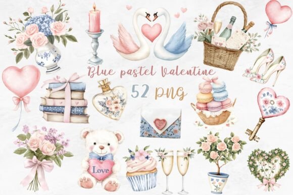 Download Blue Pastel Valentine Clipart Bundle - Clipart Collection