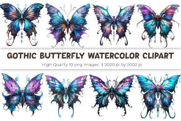Download Gothic Butterfly Watercolor Clipart - Premium Resources