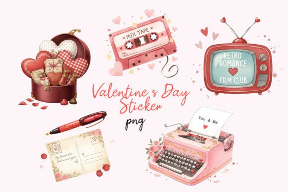 Download '90s Valentine’s Day Sticker Clipart PNG - Clipart Collection