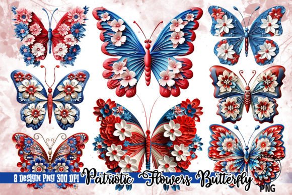 Download 3D Patriotic Flowers Butterfly Clipart - Clipart Collection