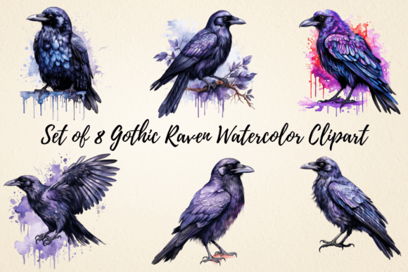 Download Gothic Raven Watercolor Clipart - Clipart Collection
