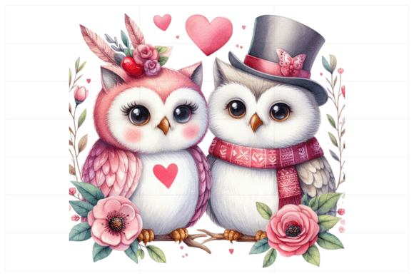 Download Watercolor Valentine Couple Owl Clipart - Clipart Collection