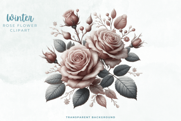 Download Winter Rose Flower Clipart PNG - Clipart Collection