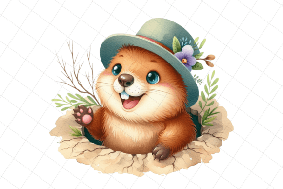 Download Watercolor Happy Groundhog Day Clipart - Clipart Collection