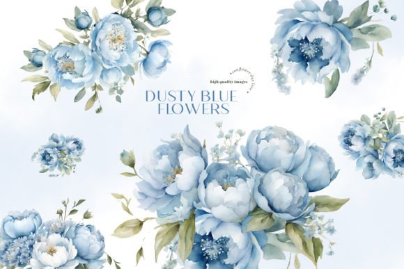 Download Elegant Dusty Blue Flowers Clipart - Clipart Collection