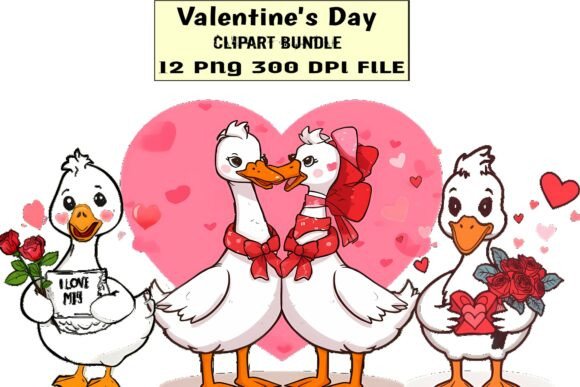 Download Valentine Goose Couple Clipart PNG | - Clipart Collection