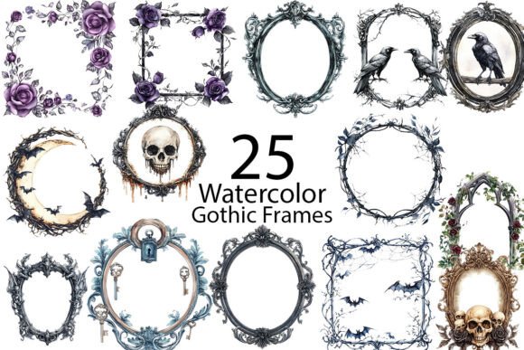Download Gothic Frames Watercolor Clipart - Clipart Collection