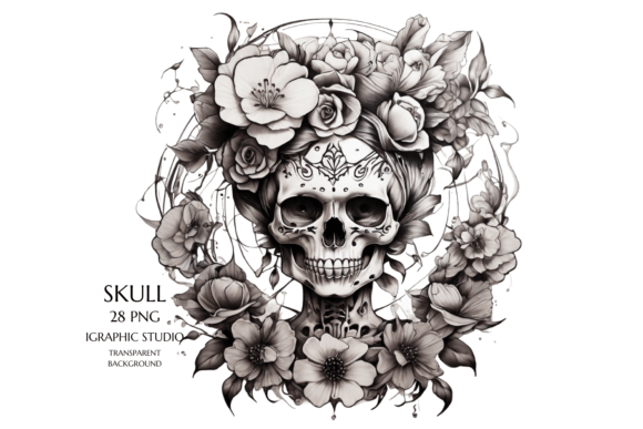Download Watercolor Floral Skull Clipart, Gothic - Clipart Collection