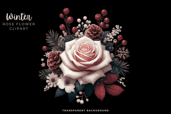 Download Winter Rose Flower Clipart PNG - Clipart Collection