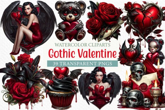 Download Gothic Valentine Clipart Set - Clipart Collection