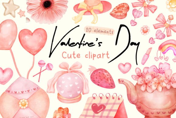 Download Cute Valentine Clipart Watercolor PNG - Clipart Collection