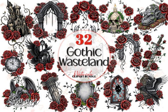 Download Vintage Gothic Wasteland Clipart Bundle - Clipart Collection