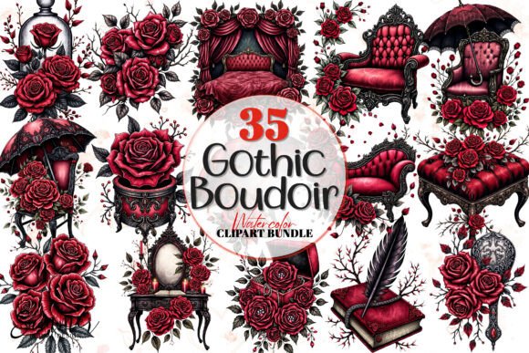 Download Romance Gothic Boudoir Clipart Bundle - Clipart Collection
