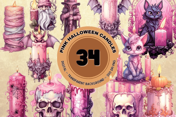 Download 34 Pastel Pink Halloween Candle Clipart - Clipart Collection