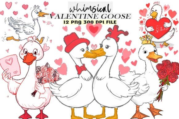 Download Whimsical Valentine Goose Clipart Bundle - Clipart Collection