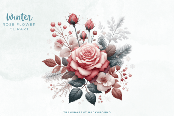 Download Winter Rose Flower Clipart PNG - Clipart Collection