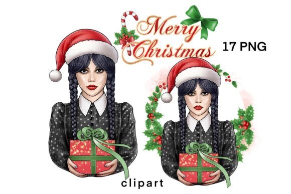Download Christmas New Year Gothic Girl Clipart - Christmas Collection