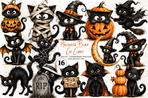 Download Halloween Black Cat Clipart PNG - Clipart Collection
