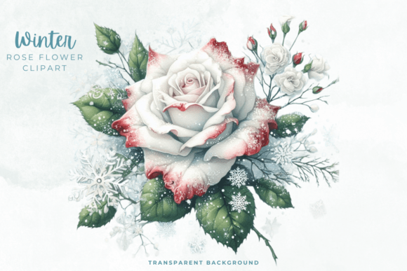 Download Winter Rose Flower Clipart PNG - Clipart Collection