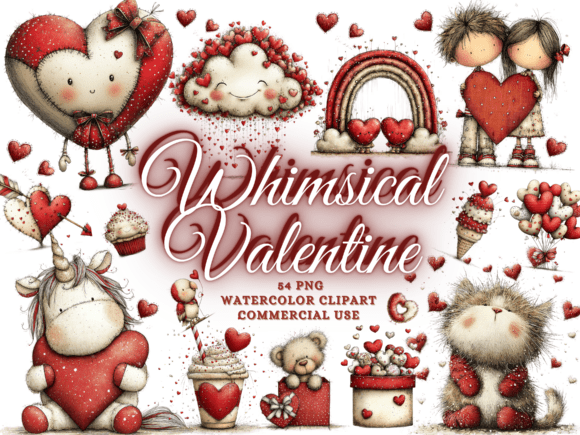 Download Whimsical Valentine Clipart Png Bundle - Clipart Collection