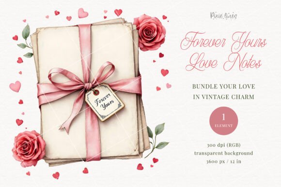 Download Vintage Love Notes with Roses Clipart - Clipart Collection