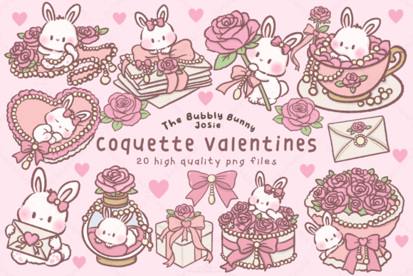 Download Coquette Bunny Valentines Clipart - Clipart Collection