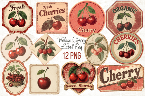 Download Vintage Cherry Label Printable PNG - Printable png Collection