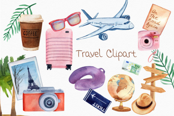 Download Travel Watercolor Clipart Suitcase Globe - Clipart Collection